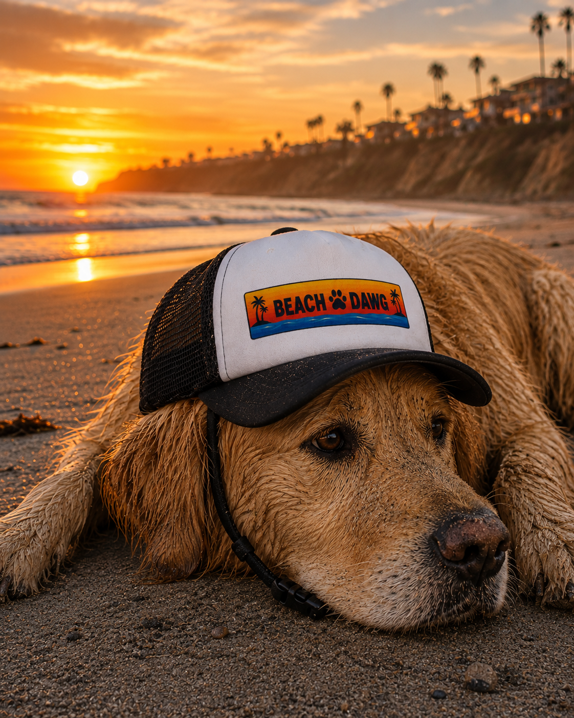 Orange Beach Dog trucker hat for dogs