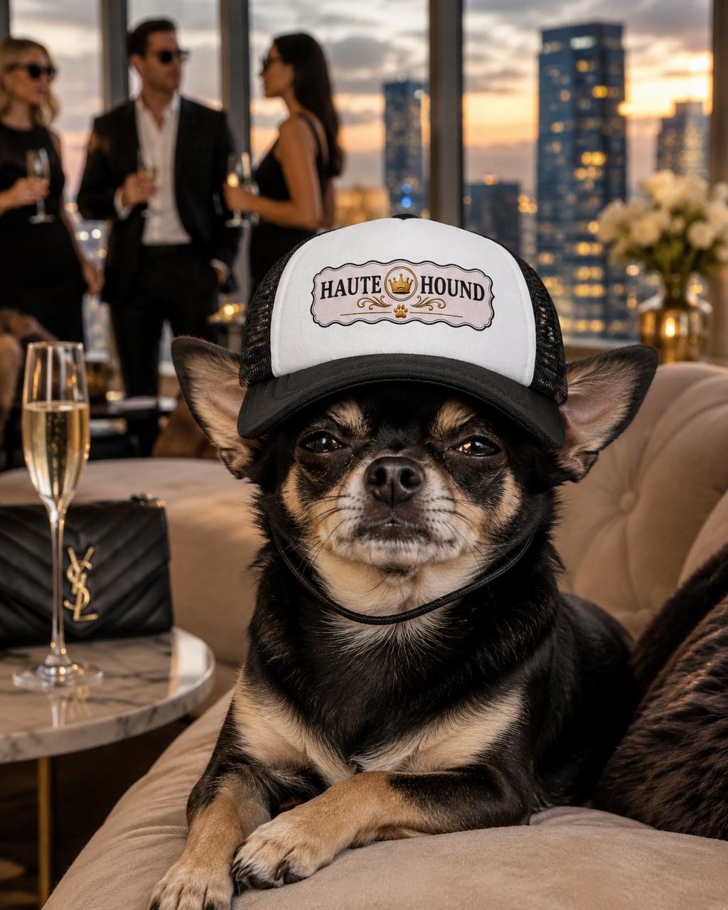 Pale pink Haute Hound stylish dog trucker hat