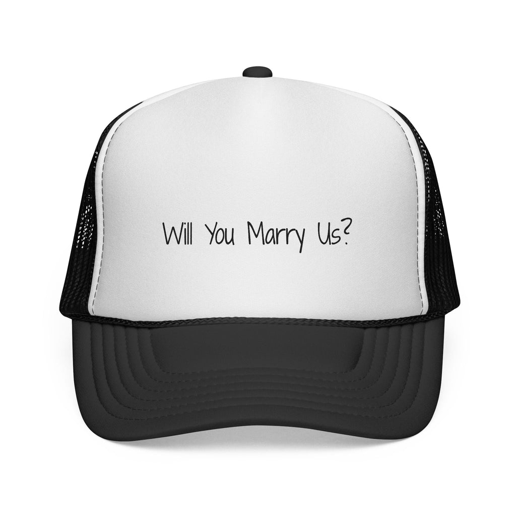 Black Will You Marry Us proposal adult trucker hat for dog lovers