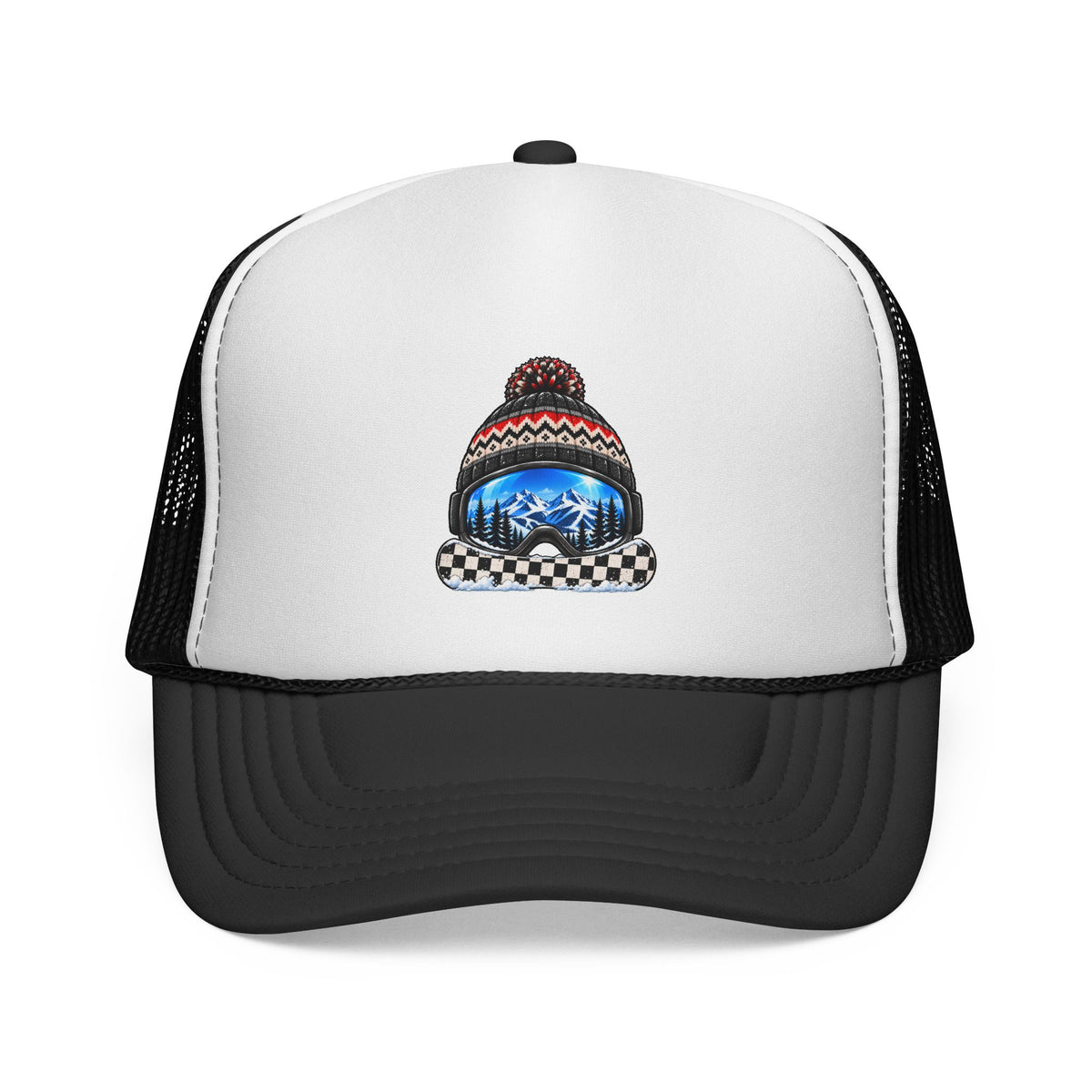 Black Snowboarder adult trucker hat for dog lovers