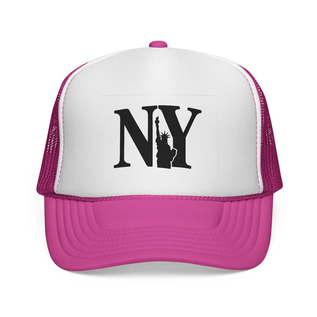 Pink NY adult trucker hat for dog lovers