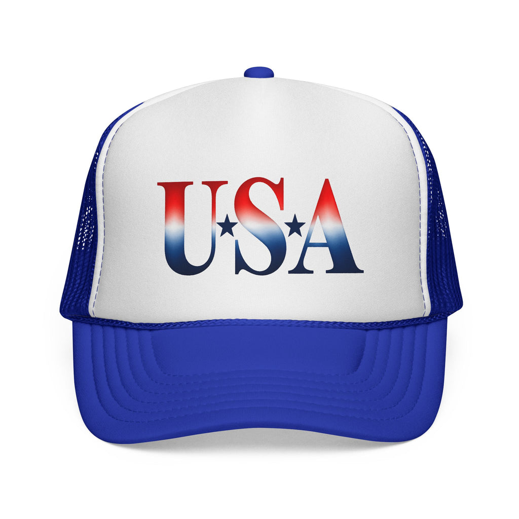 Royal blue USA patriotic adult trucker hat for dog lovers