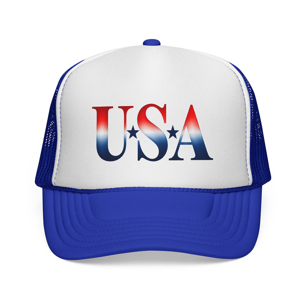 Royal blue USA patriotic adult trucker hat for dog lovers