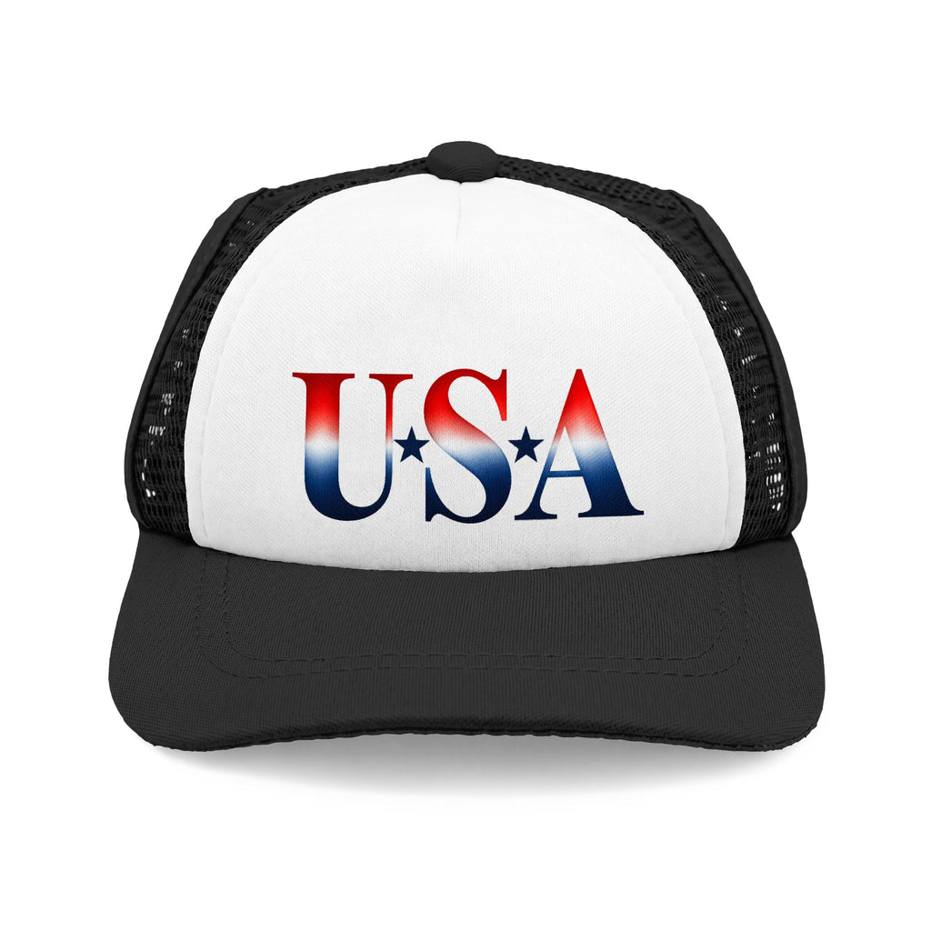 Black and white USA dog trucker hat