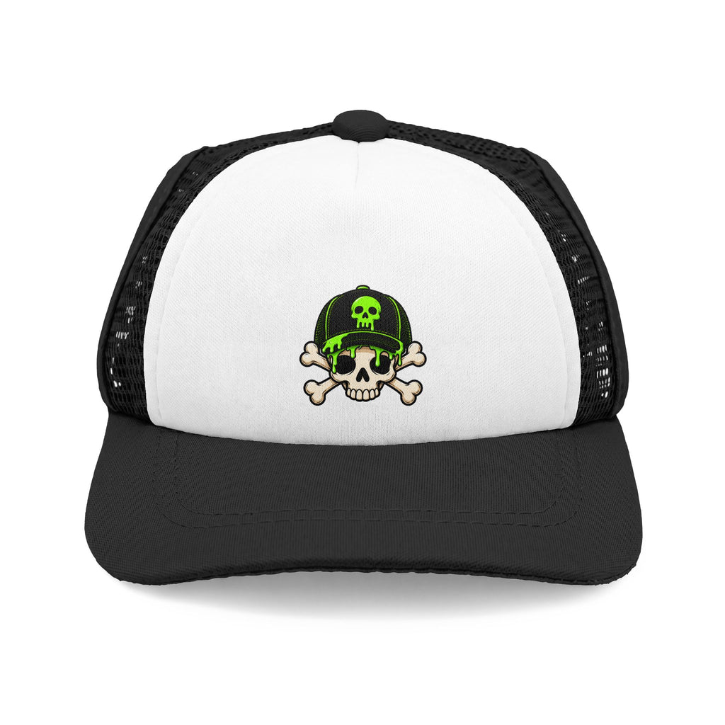 Black and white Green Alien dog trucker hat