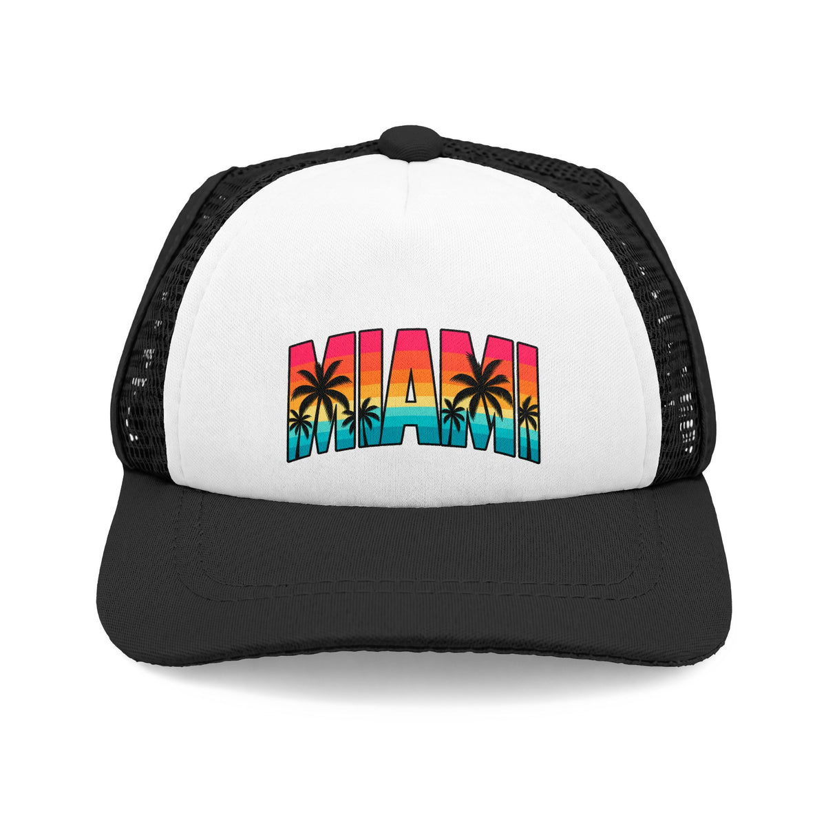 Black and white Miami dog trucker hat