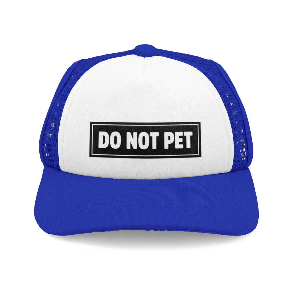 Blue and white DO NOT PET working dog trucker hat