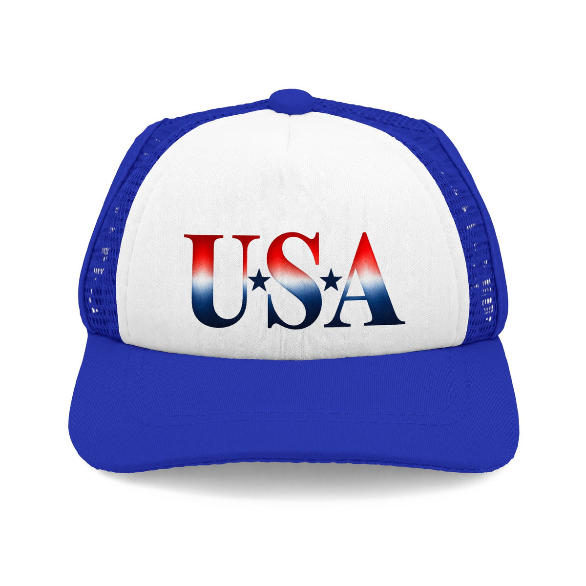 Blue and white USA dog trucker hat