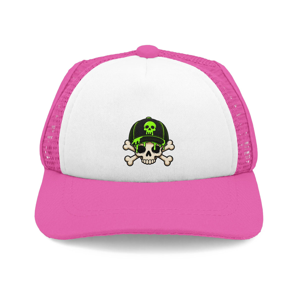 Pink and white Green Alien dog trucker hat