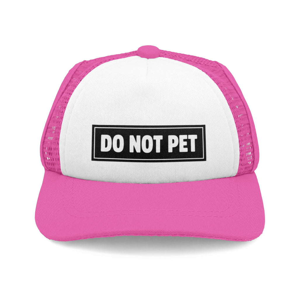 Pink and white DO NOT PET working dog trucker hat