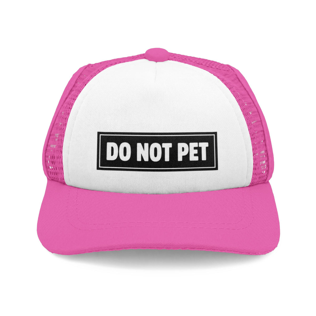 Pink and white DO NOT PET working dog trucker hat