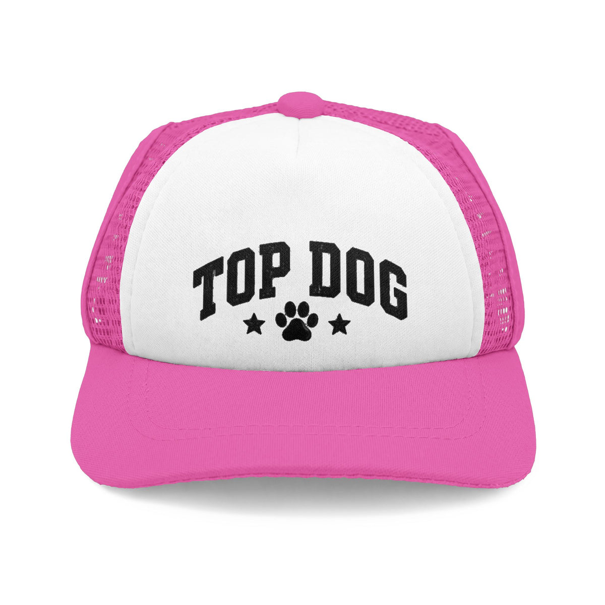 Pink and white Top Dog with Stars dog trucker hat