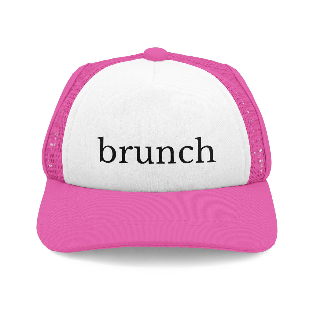 Pink and white Brunch trucker hat for dogs