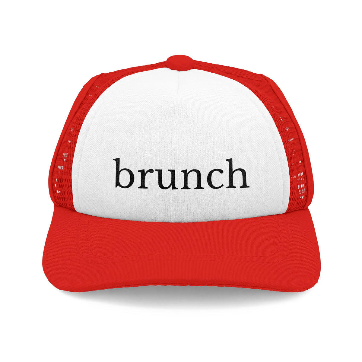 Red and white Brunch trucker hat for dogs