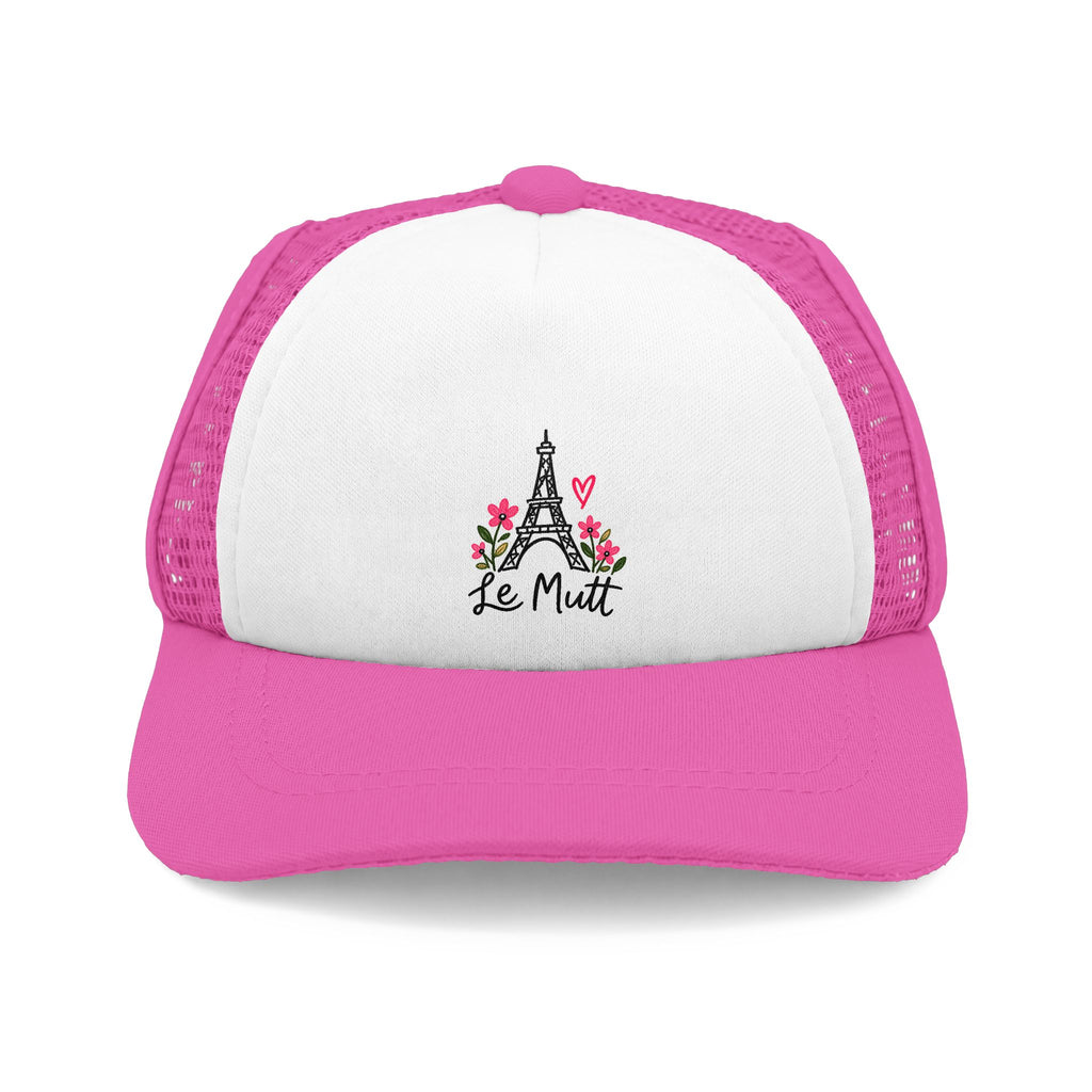 Pink Le Mutt Paris-inspired dog trucker hat