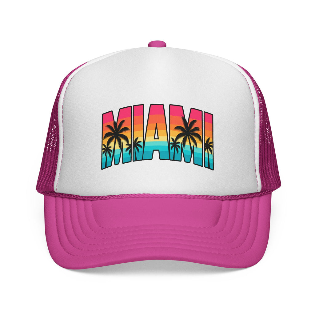 Pink Miami adult trucker hat for dog lovers