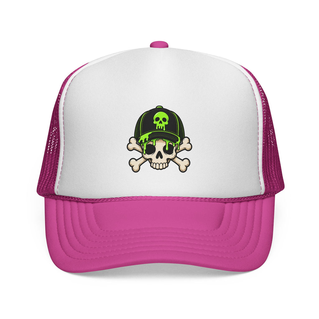Pink Green Alien adult trucker hat for dog lovers