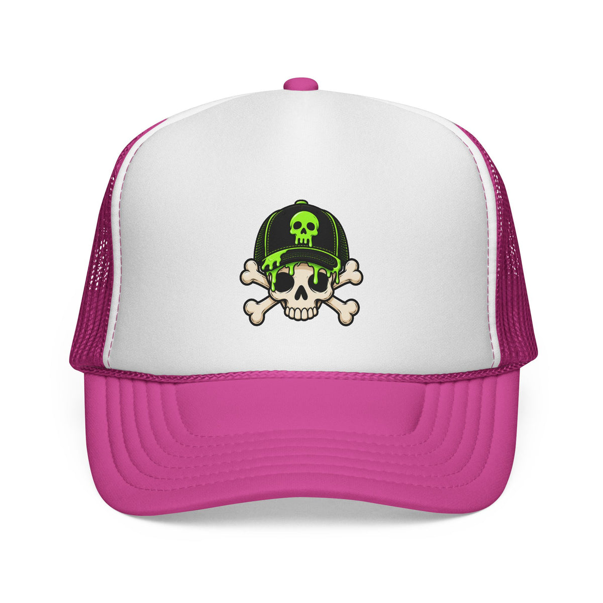 Pink Green Alien adult trucker hat for dog lovers