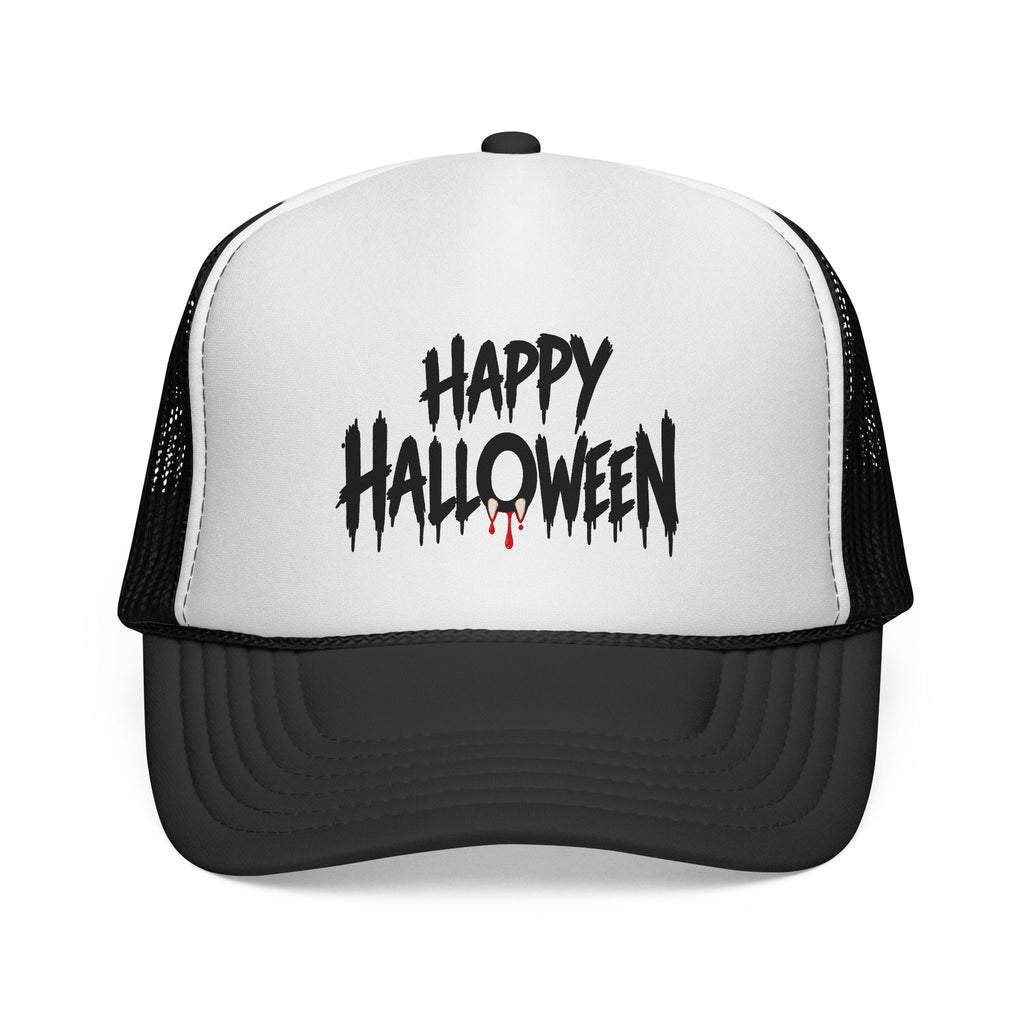 Happy Halloween adult trucker hat for dog lovers and matching owners
