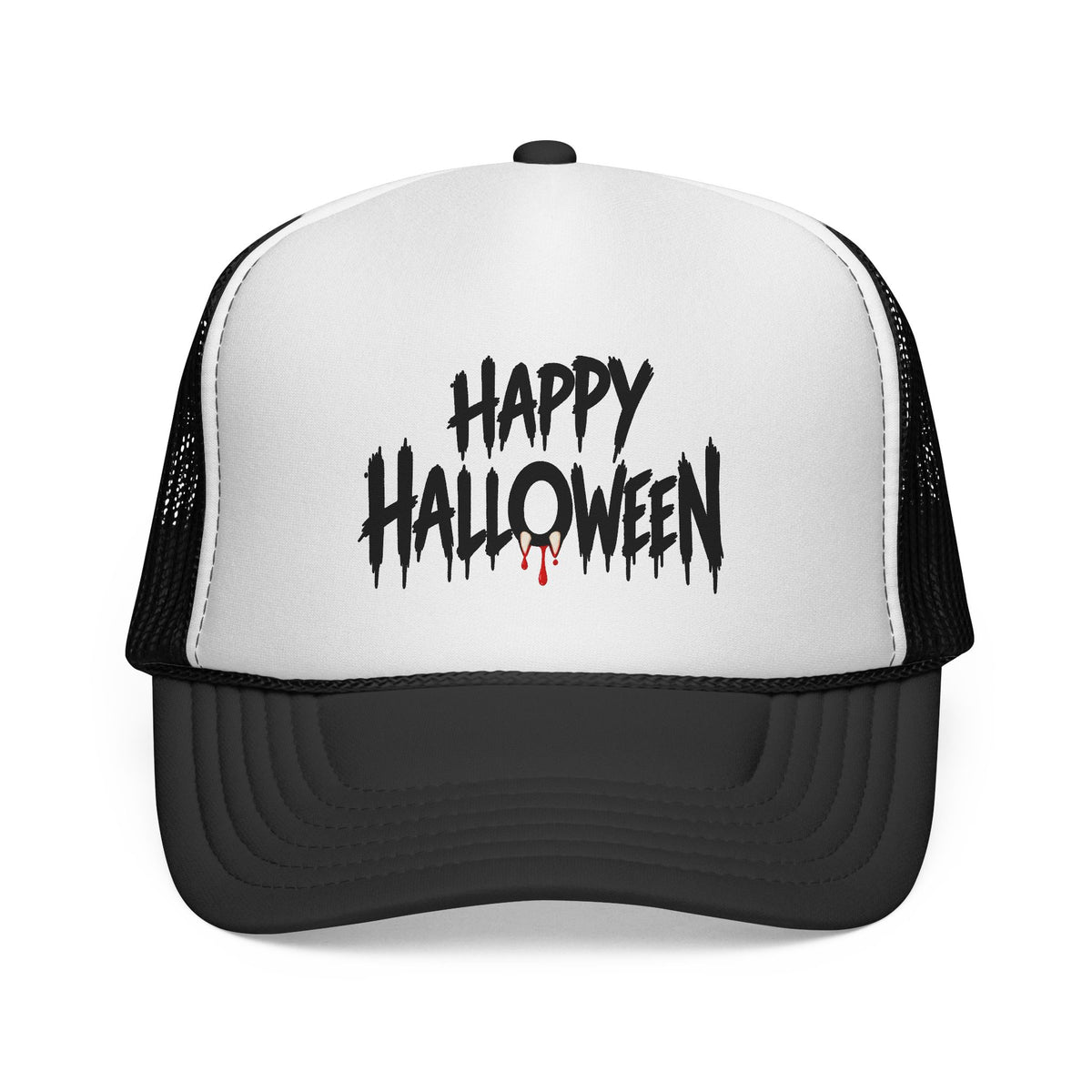 Happy Halloween adult trucker hat for dog lovers and matching owners