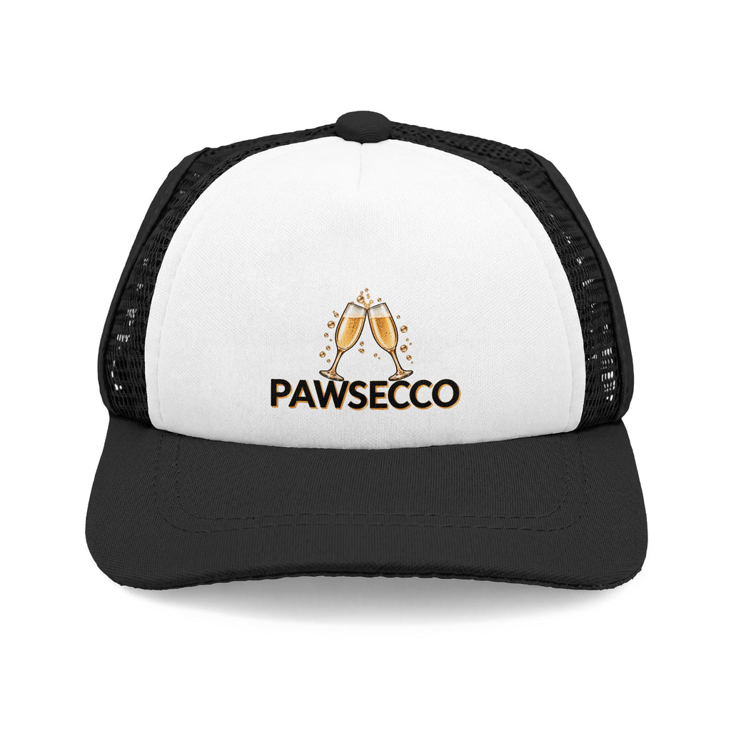 Pawsecco wine-themed trucker hat for dogs