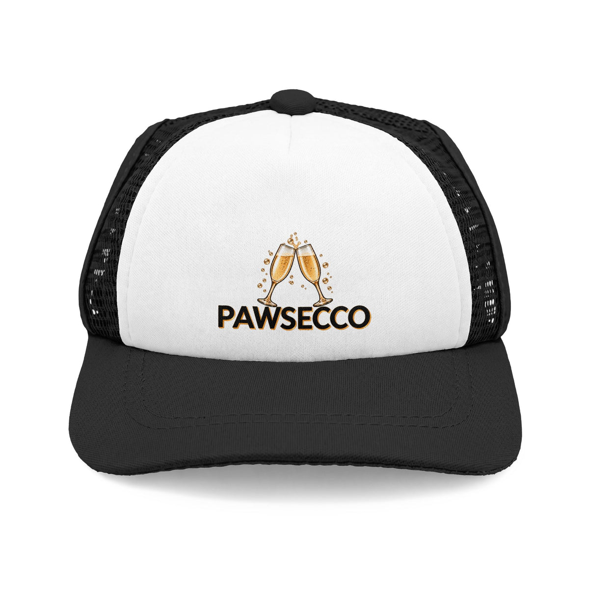 Pawsecco wine-themed trucker hat for dogs