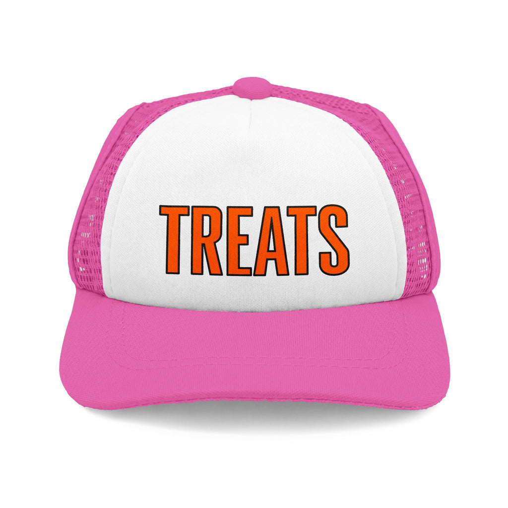 Pink TREATS Halloween dog trucker hat