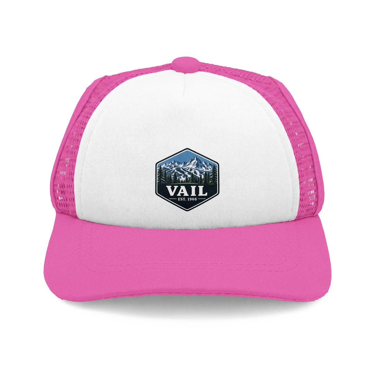 Pink Vail dog trucker hat